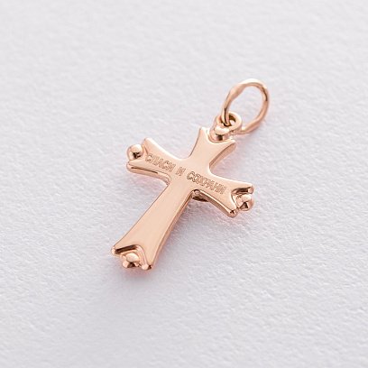 Золотой крестик с распятием "Спаси и сохрани" п03300 №2