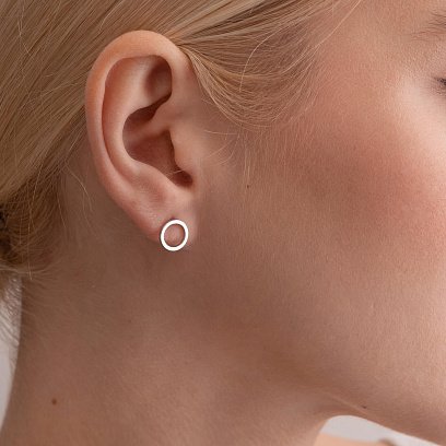 Золоті сережки - пусети "Кругообіг" з діамантами 317121121 №2