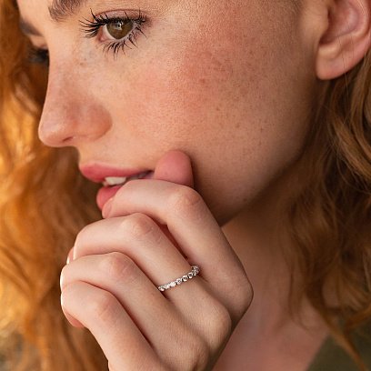 ?Золота каблучка з доріжкою каменів (діаманти) кб0459ca №4