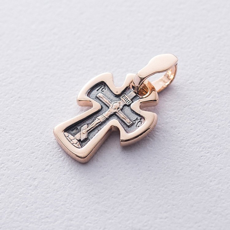 Золотий хрестик "Розп'яття. Спаси і збережи" п02665 від ювелірного магазину Онікс