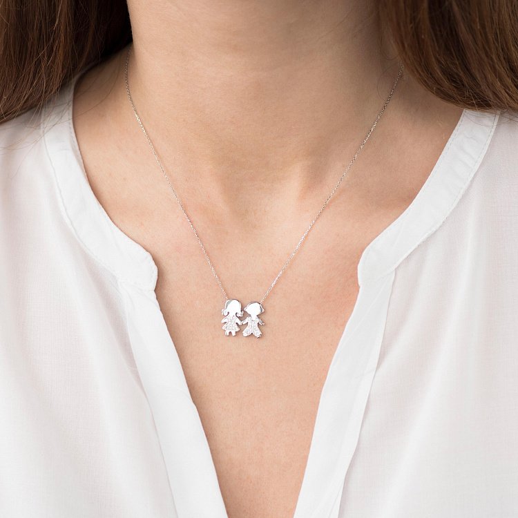 Золотое колье "Мальчик и девочка" кол01223 от ювелирного магазина Оникс