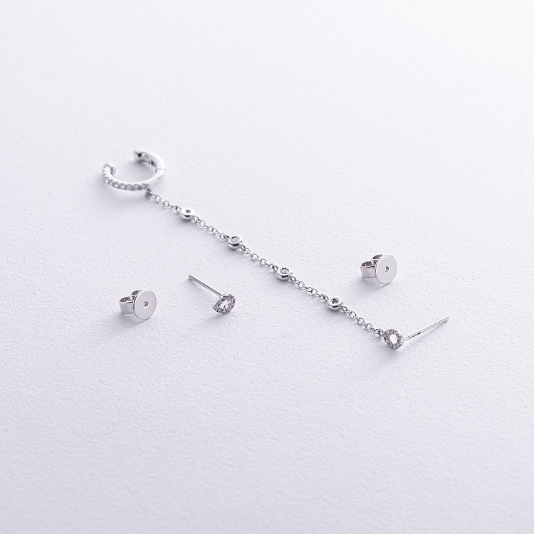 Ассиметричне золотые серьги (бриллианты) сб0492cha от ювелирного магазина Оникс - 4