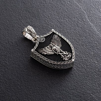 Серебряный кулон "Св. Георгий Подебедоносец" с эбеновым деревом 1270 №3