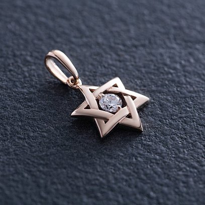 Золотая подвеска "Звезда Давида" (фианит) п00357