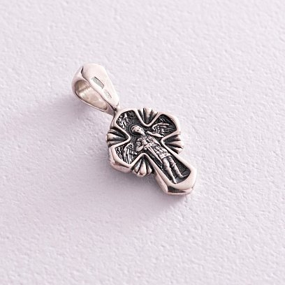 ﻿Серебряный крест "Распятие Христово. Архангел Михаил" с чернением 132707 №5