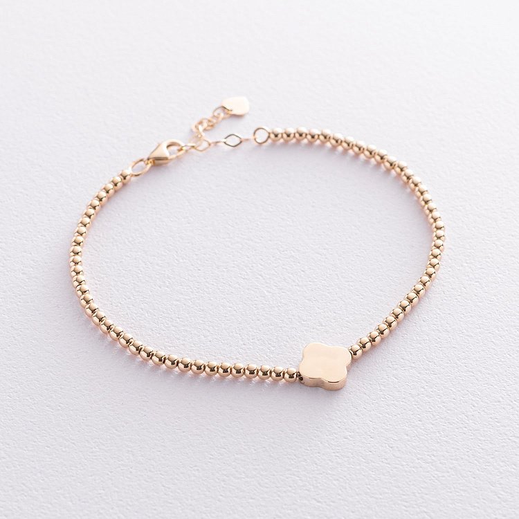 Золотий кульковий браслет "Конюшина" б04708 від ювелірного магазину Онікс