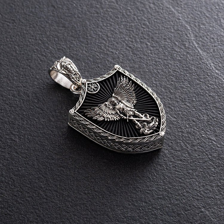 Серебряный кулон "Св. Георгий Подебедоносец" с эбеновым деревом 1270 от ювелирного магазина Оникс - 2