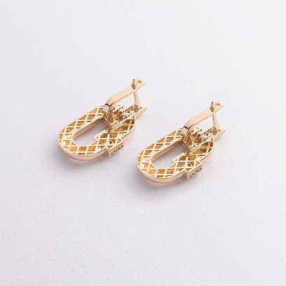 Сережки "Alice" в жовтому золоті (фіаніти) с09557 №3