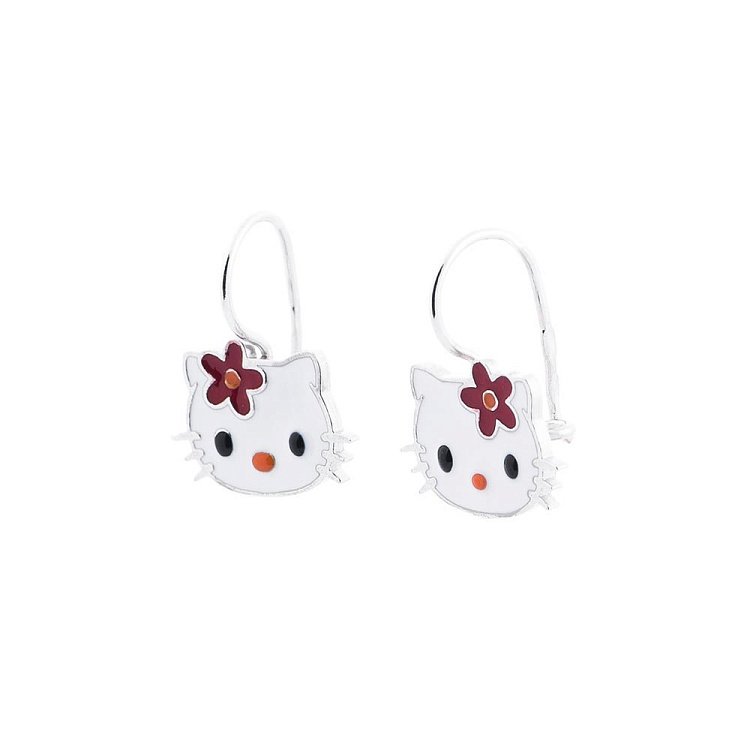 Серьги детские Hello Kitty (эмаль) 121779к от ювелирного магазина Оникс - 1