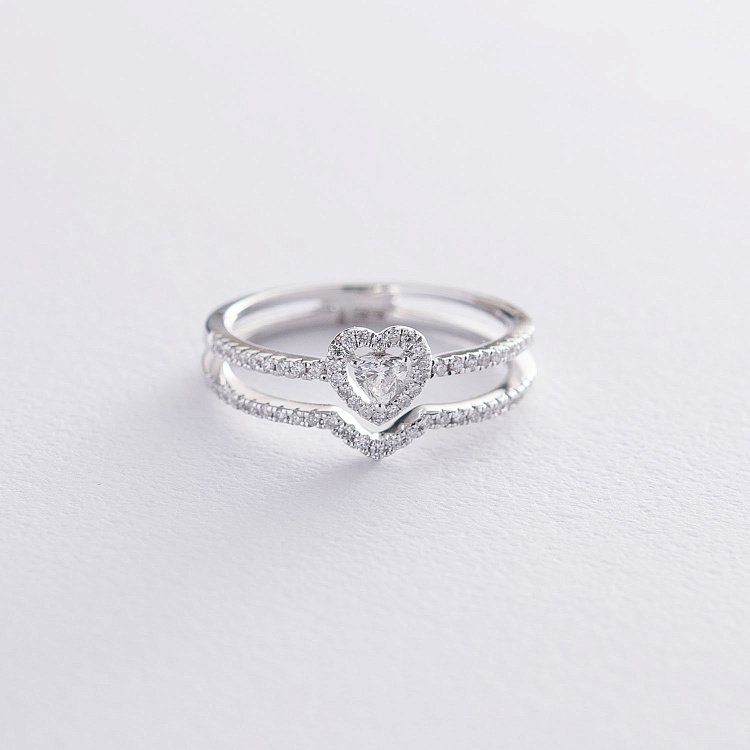 Золотое кольцо "Сердце" с бриллиантами кб0101ca от ювелирного магазина Оникс