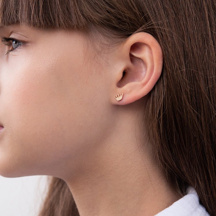 Золоті сережки - пусети "Корони" с04355 від ювелірного магазину Онікс - 4