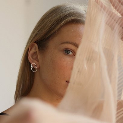 Серебряные серьги - пусеты "Пересечение колец" 122584 №10