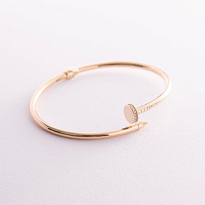 Браслет "Цвях" у жовтому золоті (фіаніти) б05174