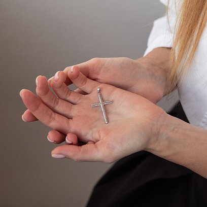 Серебряный крест (фианиты) 131600 №2