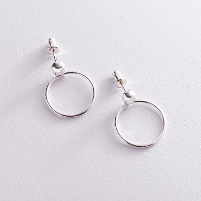 Срібні сережки - пусети "Кільця" 123058 №3