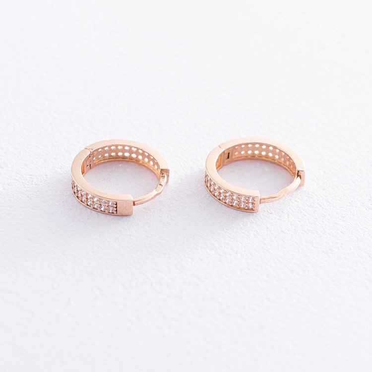 Золоті сережки - кільця з фіанітами с06554 від ювелірного магазину Онікс - 2