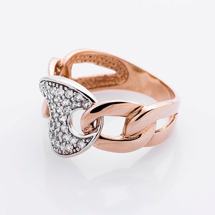 Золота каблучка з фіанітами к01417 - 2 Золота каблучка з фіанітами к01417 від ювелірного магазину Онікс - 2