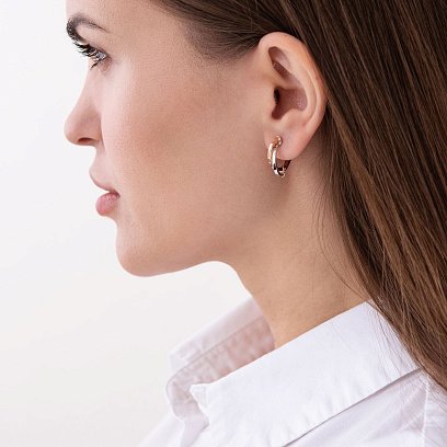 Сережки "Ассоль" з червоного і білого золота с06266 №2