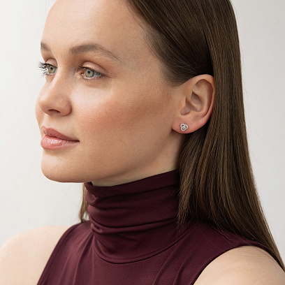 Золоті сережки - пусети "Конюшина" (діаманти) сб0629ca №2