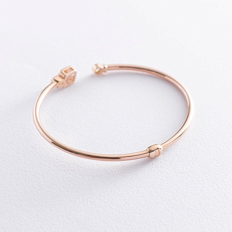 Жорсткий браслет в червоному золоті (фіаніти) б04525 від ювелірного магазину Онікс - 2