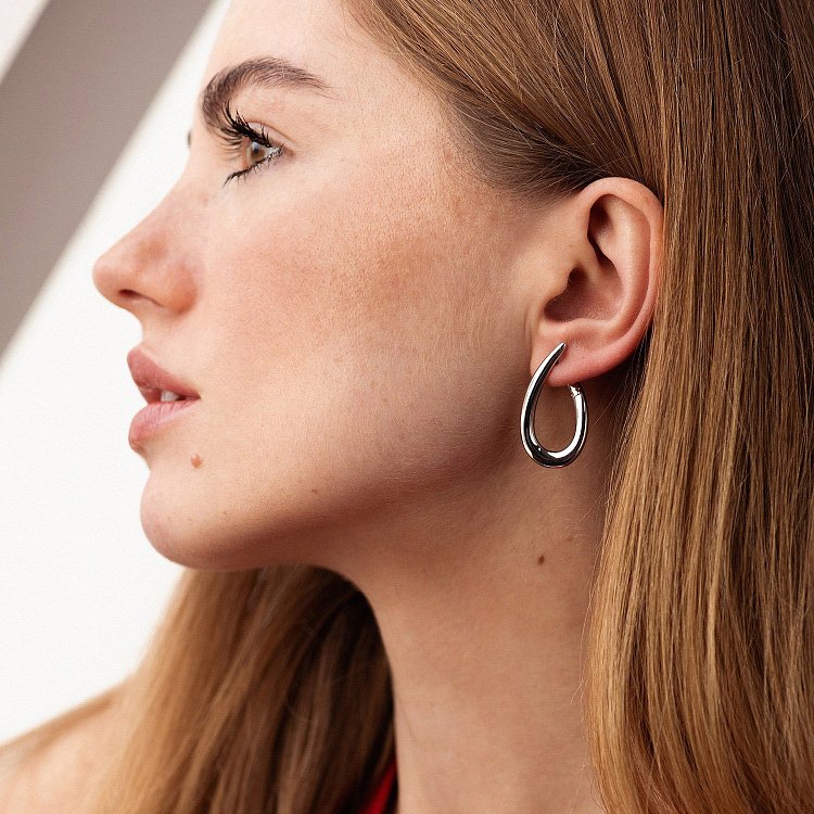 Серьги "Капельки" в белом золоте с08749 от ювелирного магазина Оникс - 1