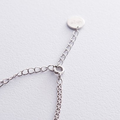 Подвійне срібне кольє "Місяць" з фіанітами 18946 №4