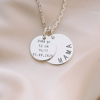 Подвійний кулон "Мама і малюк" (метрика народження) 132724dvam №3