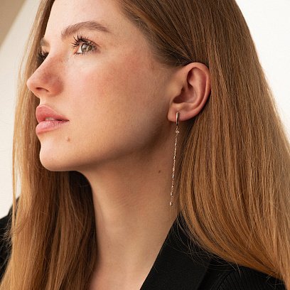 Висячие серьги из красного золота с08632 №2