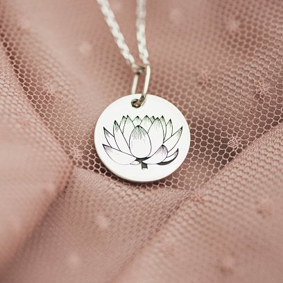 Срібний кулон "Лотос. You are the reason for everything" 132724лот №2