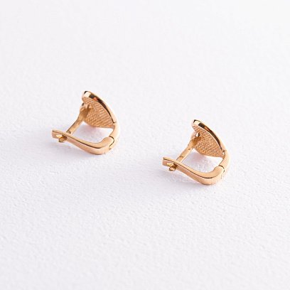 Дитячі золоті сережки "Сердечки" (емаль) с03209 №3