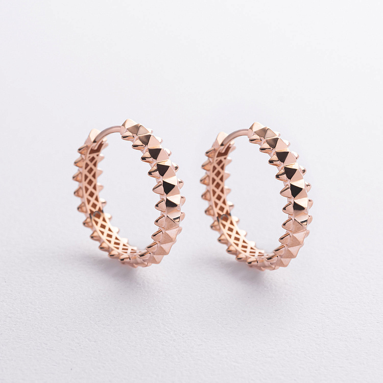 Серьги - кольца в красном золоте с09031 от ювелирного магазина Оникс