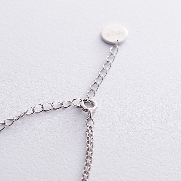 Подвійне срібне кольє "Місяць" з фіанітами 18946 від ювелірного магазину Онікс - 3