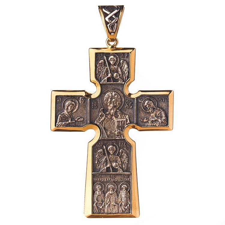Серебряный православный крест с позолотой 131977 от ювелирного магазина Оникс - 2