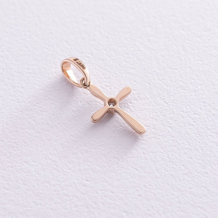 Золотий хрестик з діамантом пб0251 від ювелірного магазину Онікс - 1