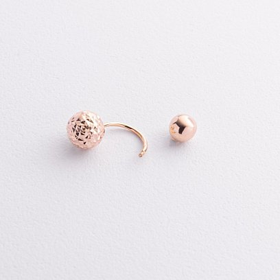 Серьги "Шарики" в красном золоте с09322 №2