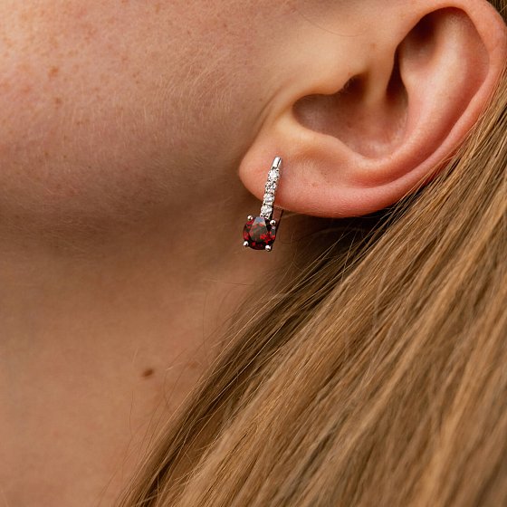 Серебряные серьги с пиропом и фианитами 2521/1р-GARN №4