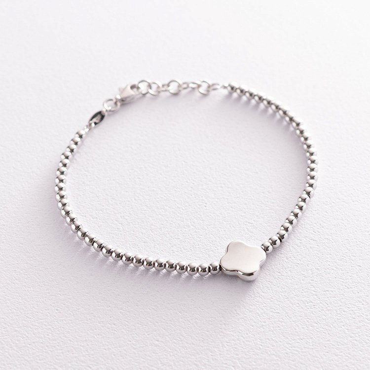 Браслет "Конюшина" з білого золота б02661 від ювелірного магазину Онікс