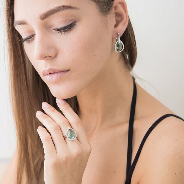 Серьги с голубыми фианитами с19 от ювелирного магазина Оникс - 3