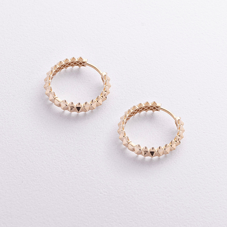 Сережки - кільця в жовтому золоті с09299 від ювелірного магазину Онікс - 1