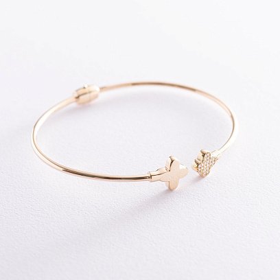 Золотой браслет "Клевер" (фианит) б04494