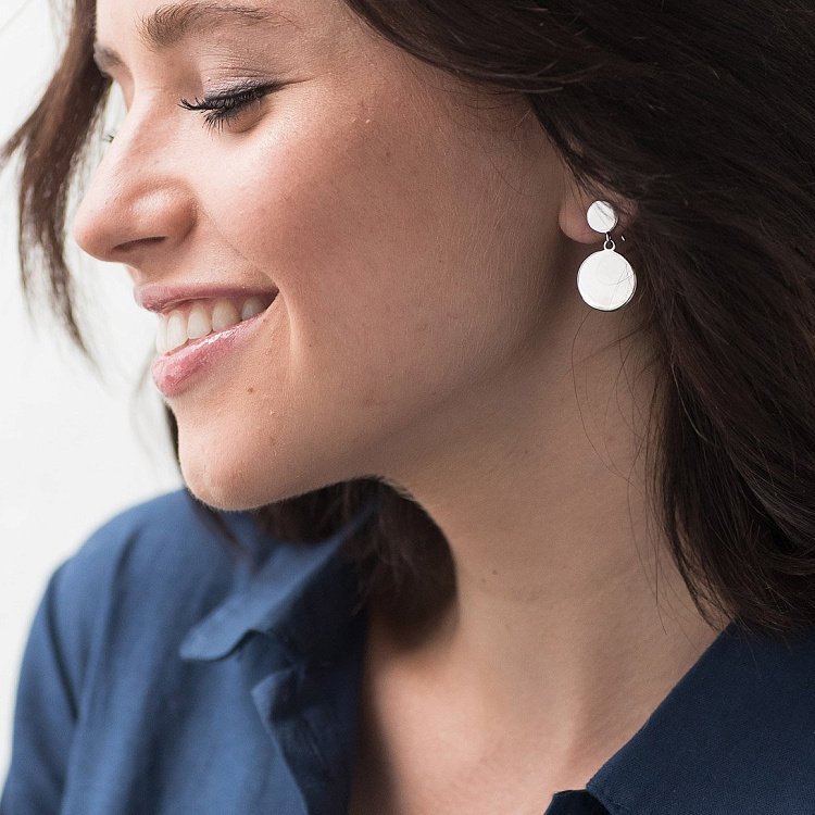 Сережки "Дзеркальні" з срібла 122522 від ювелірного магазину Онікс