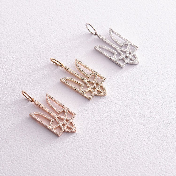 Кулон "Герб Украины - Тризуб" с бриллиантами (красное золото) 129882421 от ювелирного магазина Оникс - 2