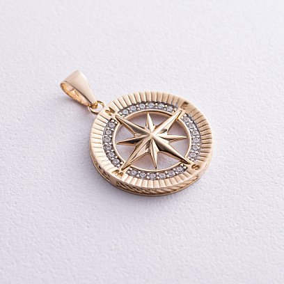 Кулон "Роза вітрів" у жовтому золоті п03331 №6