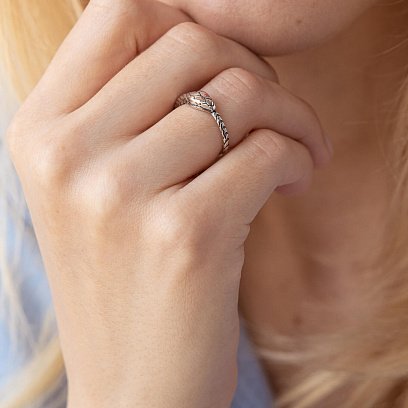 Серебряное кольцо "Змей Уроборос" 112553 №12
