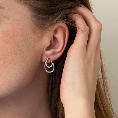 Срібні сережки - пусети "Крапельки" з фіанітами 4903