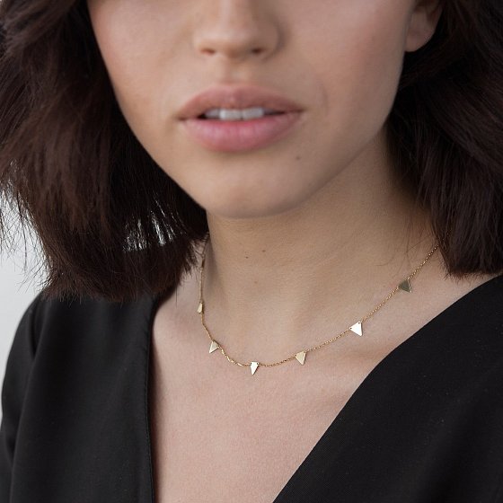 Золотое колье "Треугольники" кол01454 №4
