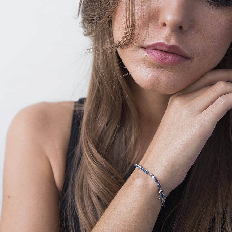 Золотой браслет с сапфирами и бриллиантами бб0006he от ювелирного магазина Оникс - 2