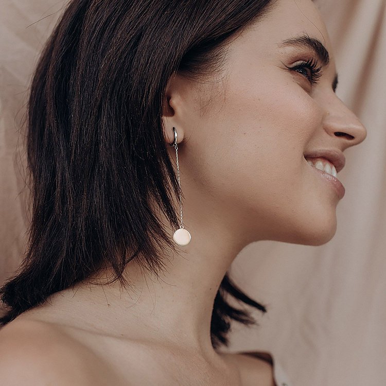 Серьги "Монетки" из белого золота с06392 от ювелирного магазина Оникс - 3