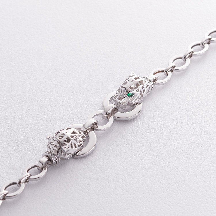 Браслет "Пантера" у білому золоті (фіаніти) б05317 від ювелірного магазину Онікс - 4