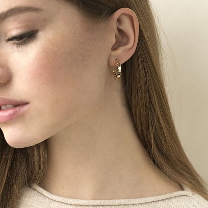 Сережки - пусети "Грані" в жовтому золоті с07197 №2